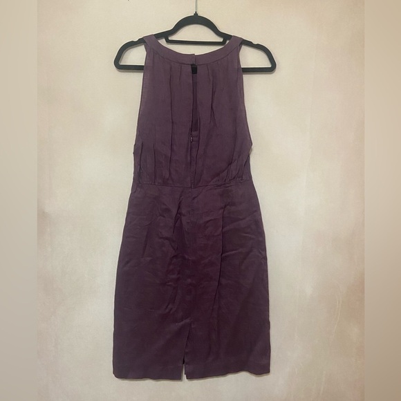 LOFT LIKE NEW deep purple 100% linen A line sheath dress with open back detail 6 - Picture 3 of 7